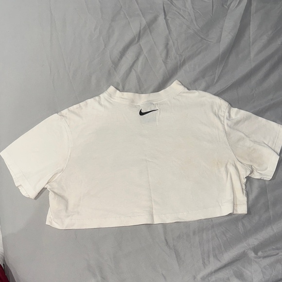 Nike Women's White and Black Logo Crop Top - Picture 2 of 4